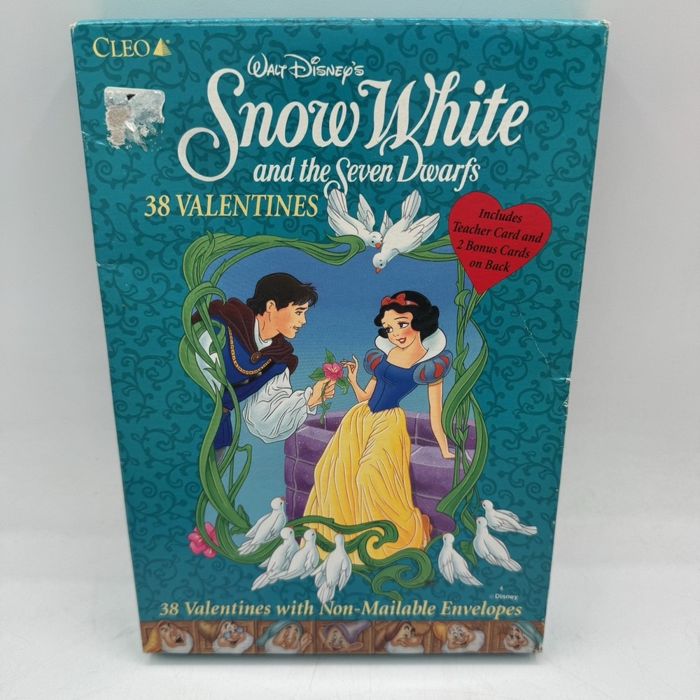 Valentines Cards  Rare Vintage 90s Snow White Cleo Disney Ephemera Boxed-new